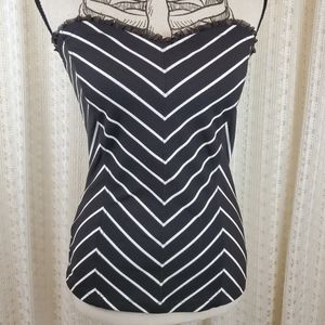 (NEW) White House Black Market Striped Tube Top Ruffle Trim Size Small